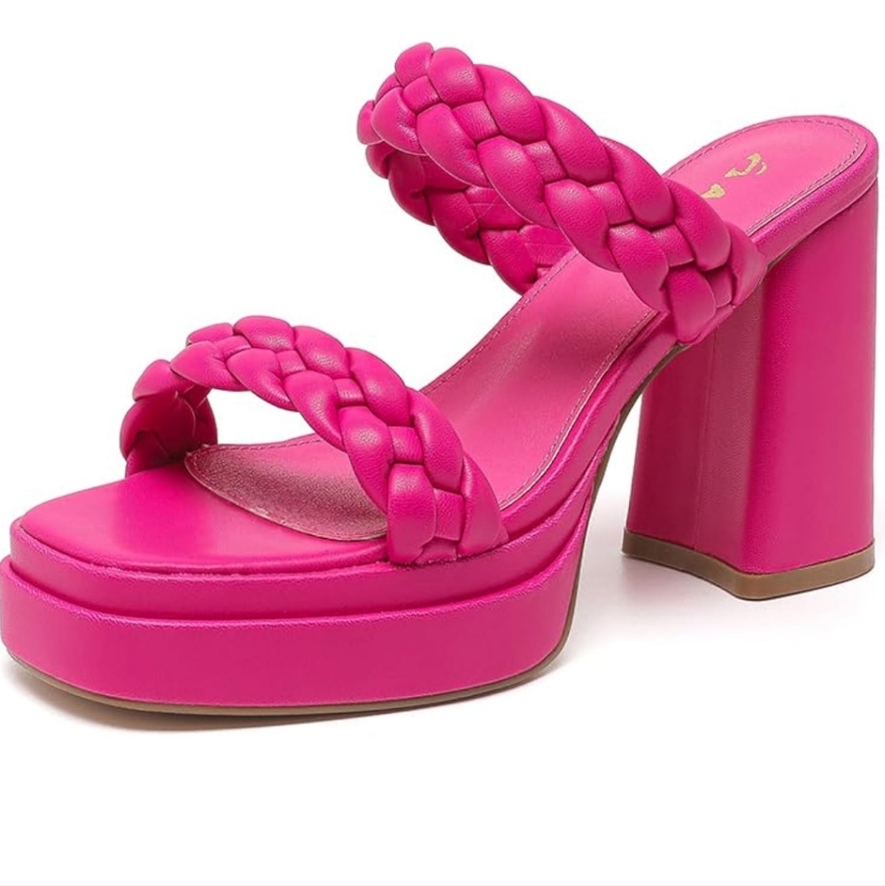 4 Inch Braided Platform Chunky Heeled Sandals